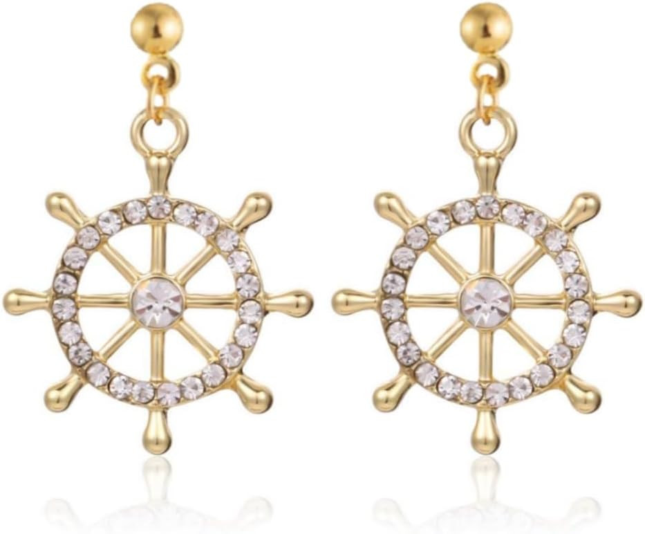 exquisite for women boat anchor and rudder sailboat pendant earrings with rhinestones inlaid in the middle for anniversary celebration birthday party jewelry gift | Amazon (US)