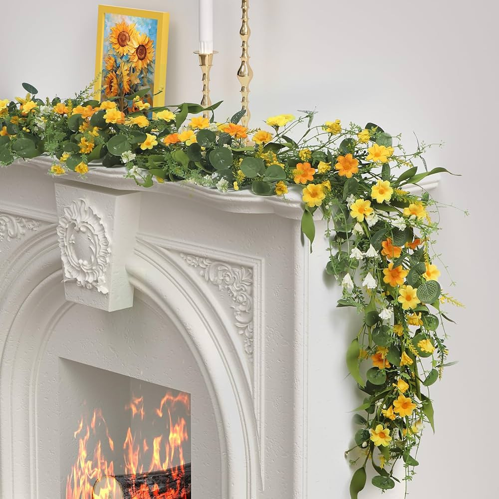 Daisy Garland for Mantle, 6Ft Artificial Spring Garland for Table Centerpiece All Year Round Home... | Amazon (US)