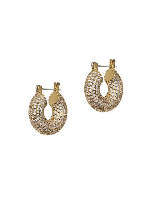 14K Gold-Plated & Cubic Zirconia Mini Donut Hoop Earrings | Saks Fifth Avenue