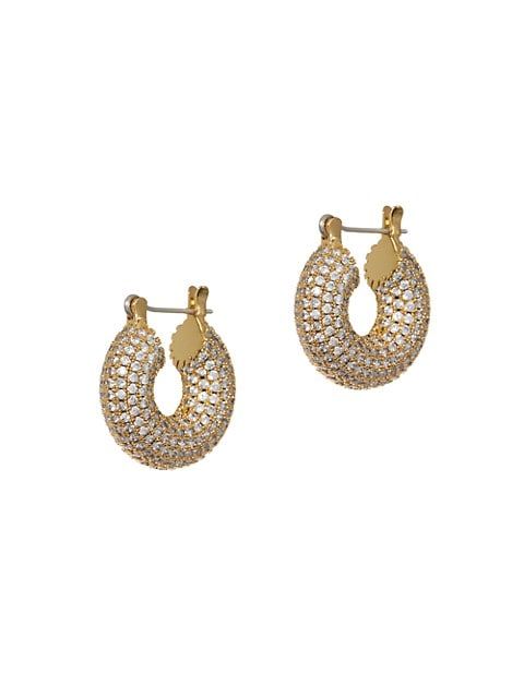 14K Gold-Plated & Cubic Zirconia Mini Donut Hoop Earrings | Saks Fifth Avenue