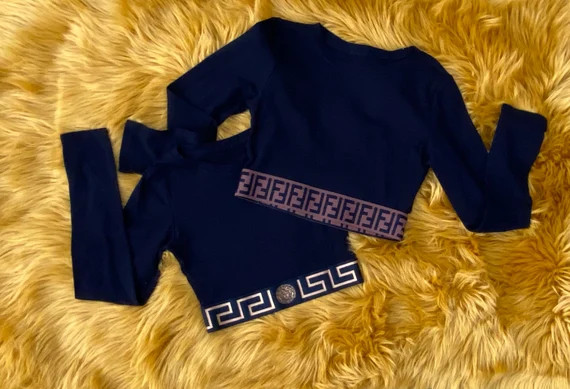 Black Long Sleeve Crop Top, Designer Inspired Top, Crop Top For Women, Cropped Top, Belly Shirt, ... | Etsy (US)