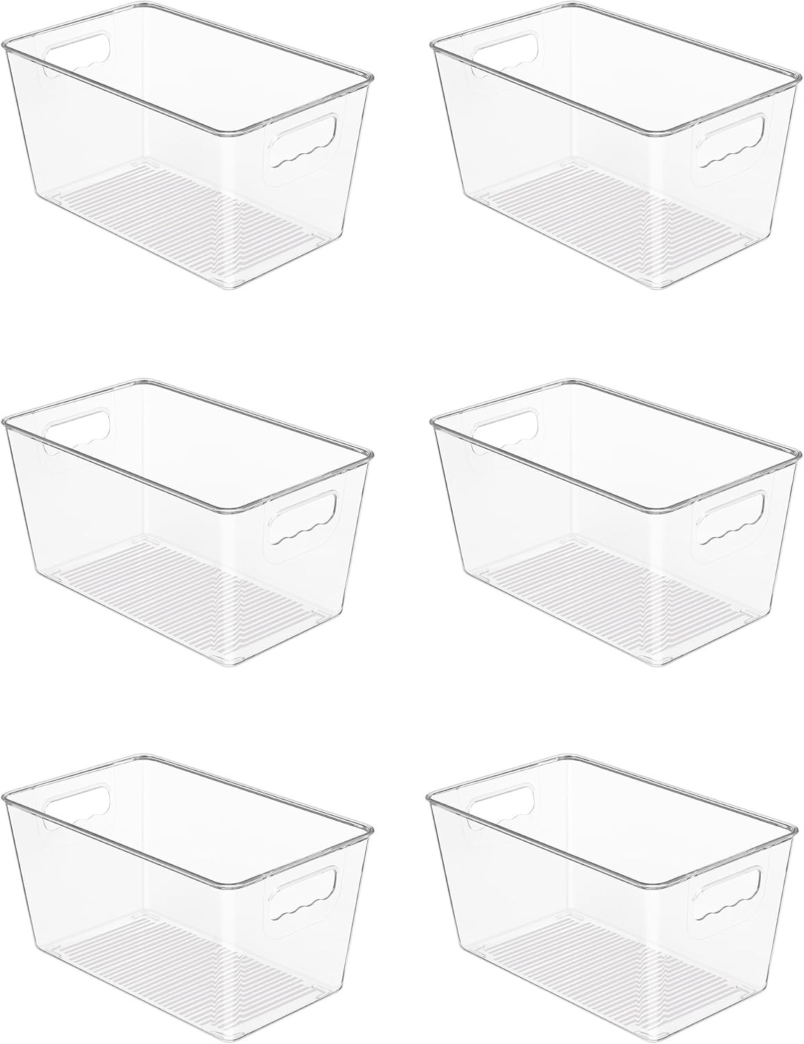 Vtopmart 6 Pack Clear Storage Bins, Pantry Cabinet Organizer Bins, Medium | Amazon (US)