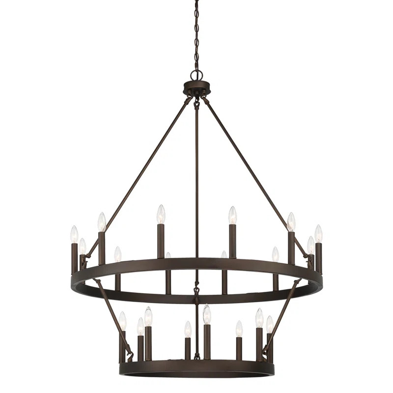 Finchley 20 - Light Dimmable Wagon Wheel Chandelier | Wayfair North America