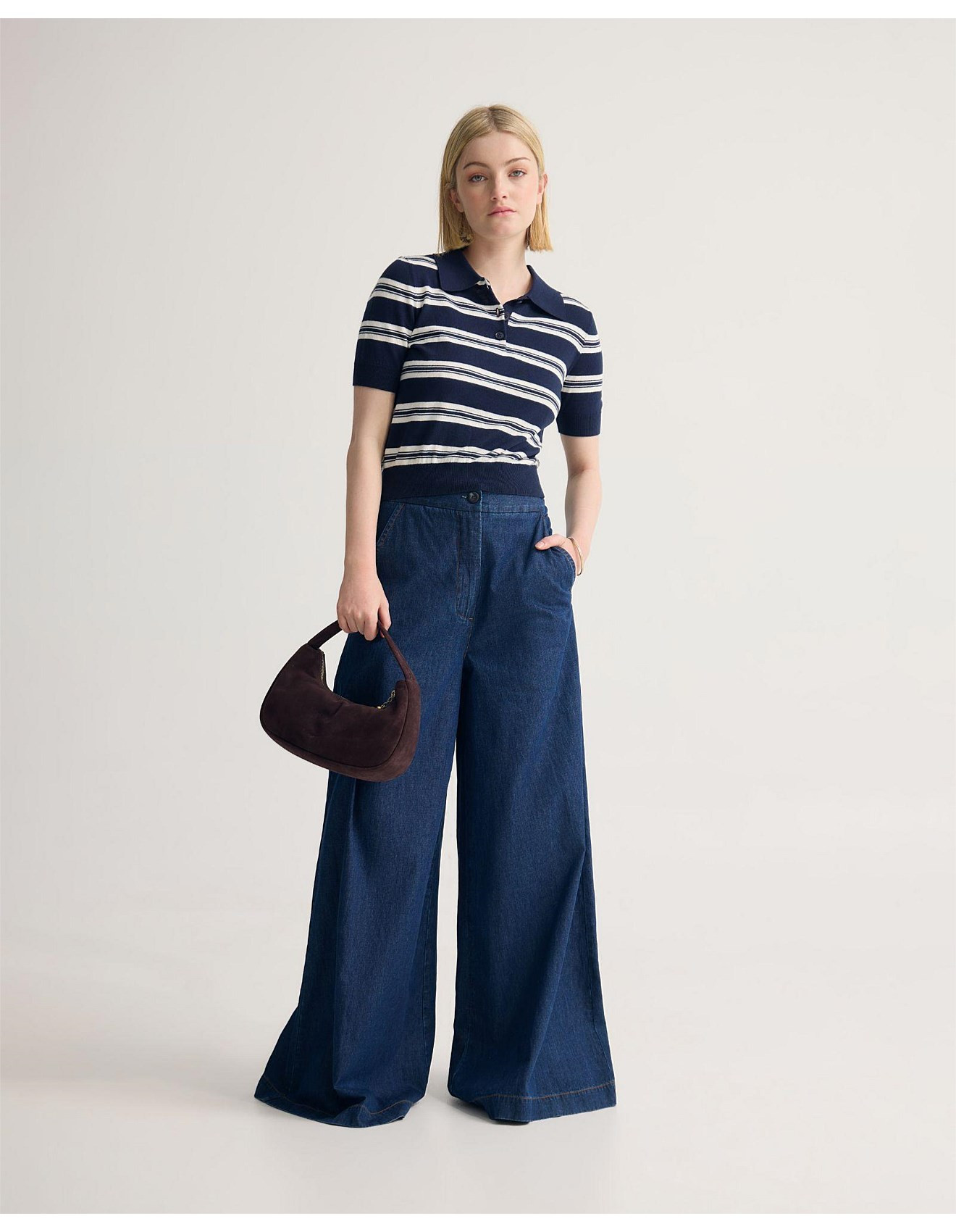 CAMILLE KNITTED POLO STRIPED | David Jones (Australia & New Zealand)