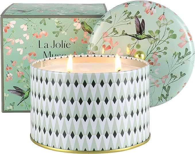 LA JOLIE MUSE White Tea Scented Candle - 14.1 oz Large Candles Gifts for Women, 2 Wicks Aromather... | Amazon (US)