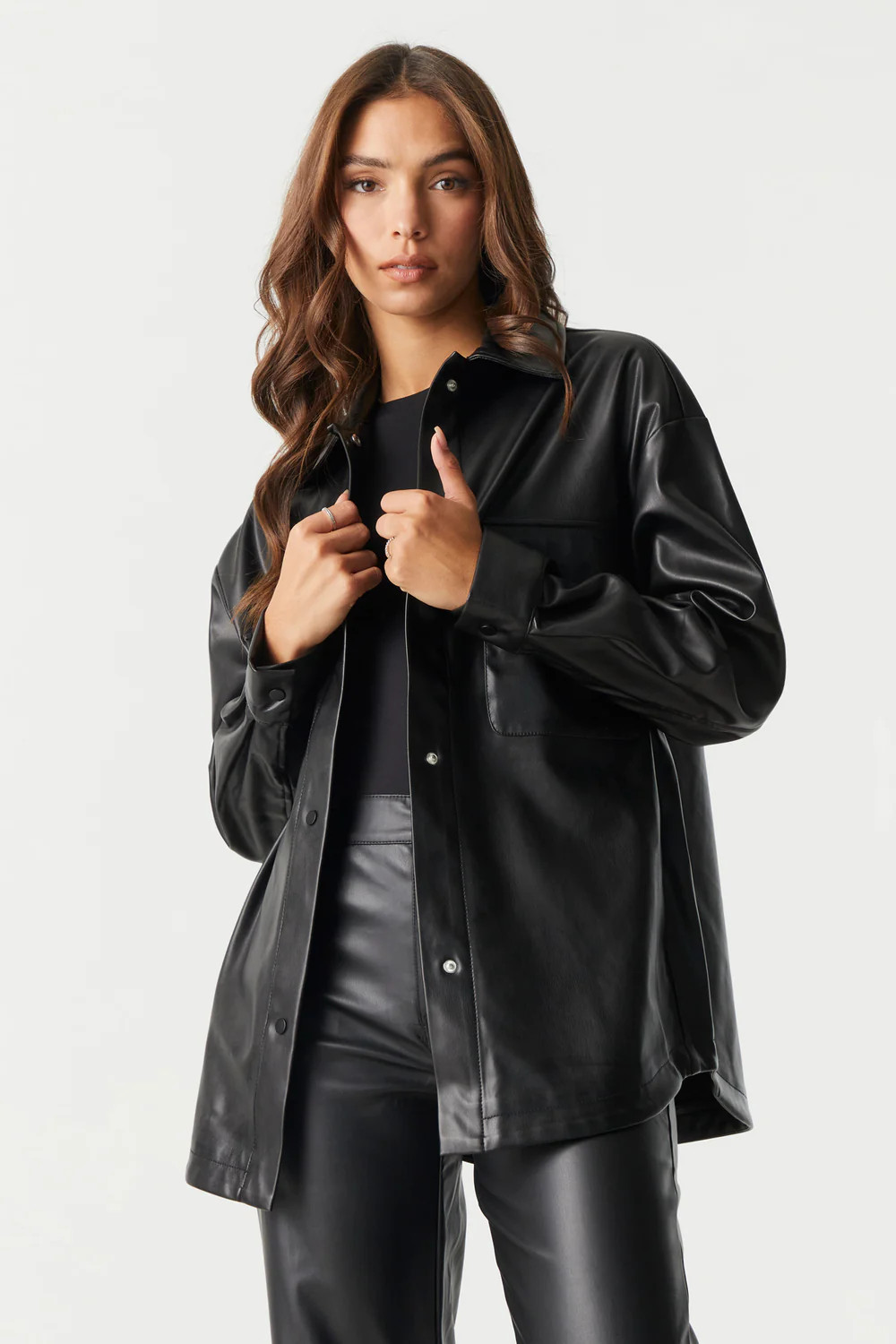 Faux-Leather Shacket | Charlotte Russe
