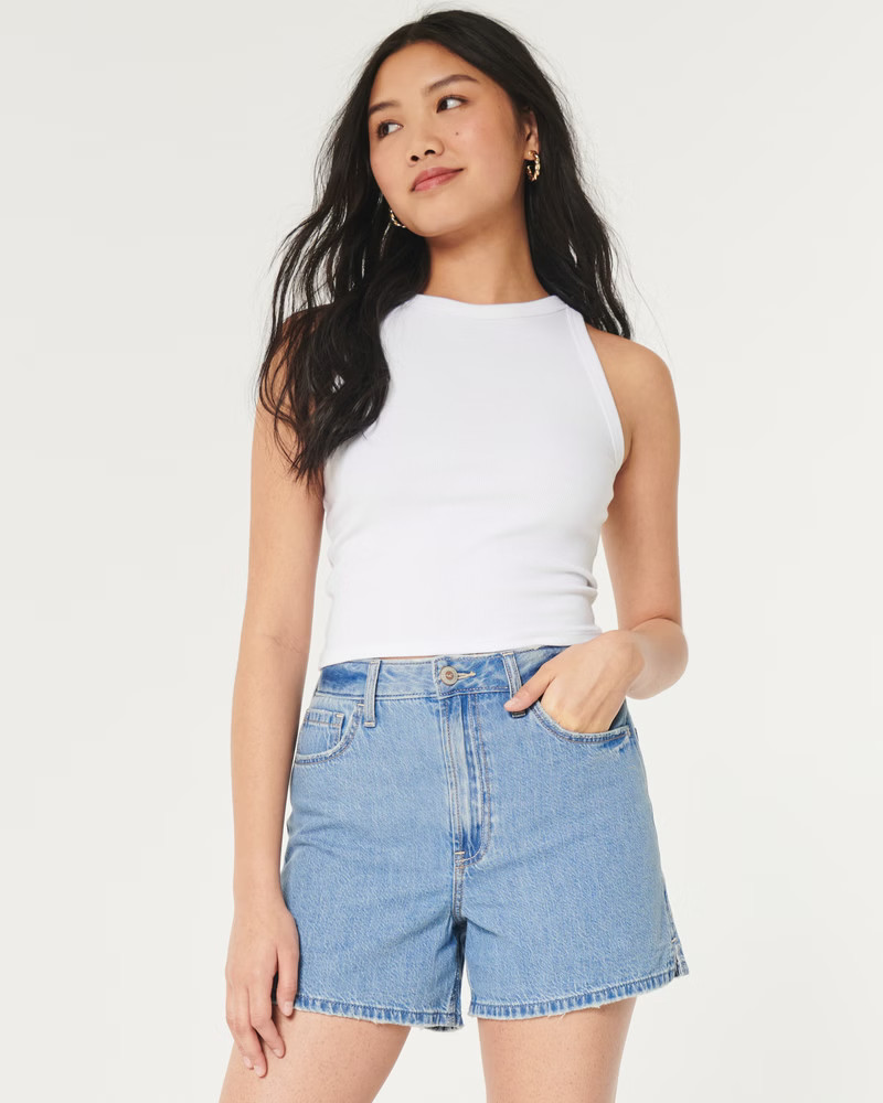Ultra High-Rise Dark Wash 90s Denim Shorts 5" | Hollister (EU)