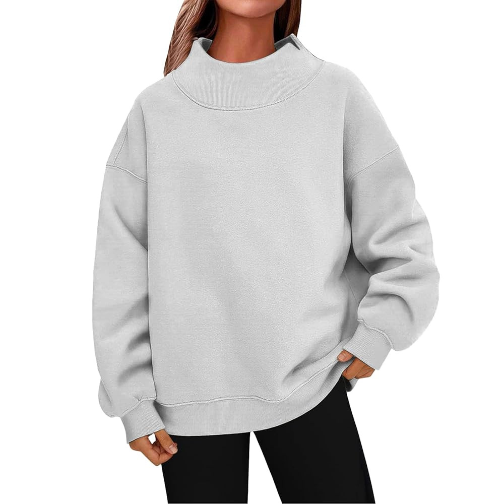 Mock Neck Sweatshirt For Women | Oversized Turtleneck Sweater, Long Sleeve Fleece Pullover Tops, ... | Amazon (US)