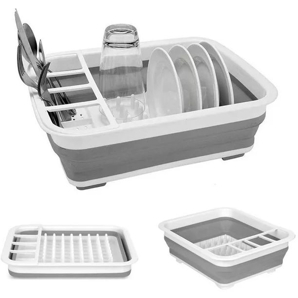 Collapsible Drying Dish Storage Rack, Dish Drainer Dinnerware Basket for Kitchen Counter Campers ... | Walmart (US)
