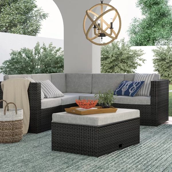 Saltville 4 Piece Rattan Sectional Seating Group with Cushions | Wayfair North America