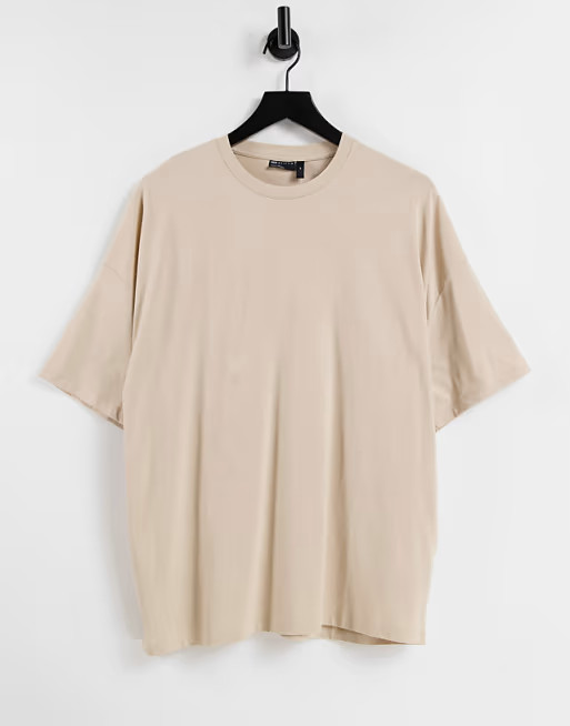 ASOS DESIGN oversized t-shirt with crew neck in beige - CAMEL | ASOS (Global)