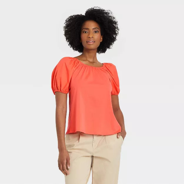Women's Puff Short Sleeve Tie-Back Top - A New Day™ | Target