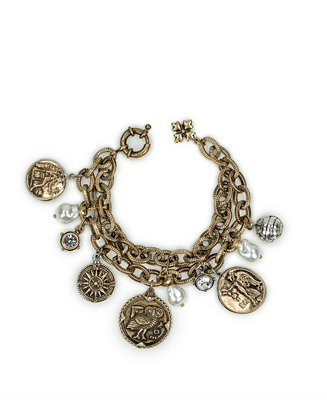 Patricia Nash Multi-Stone Antique-Like Gold-Tone and Silver-Tone Ox Charm Bracelet - Macy's | Macy's