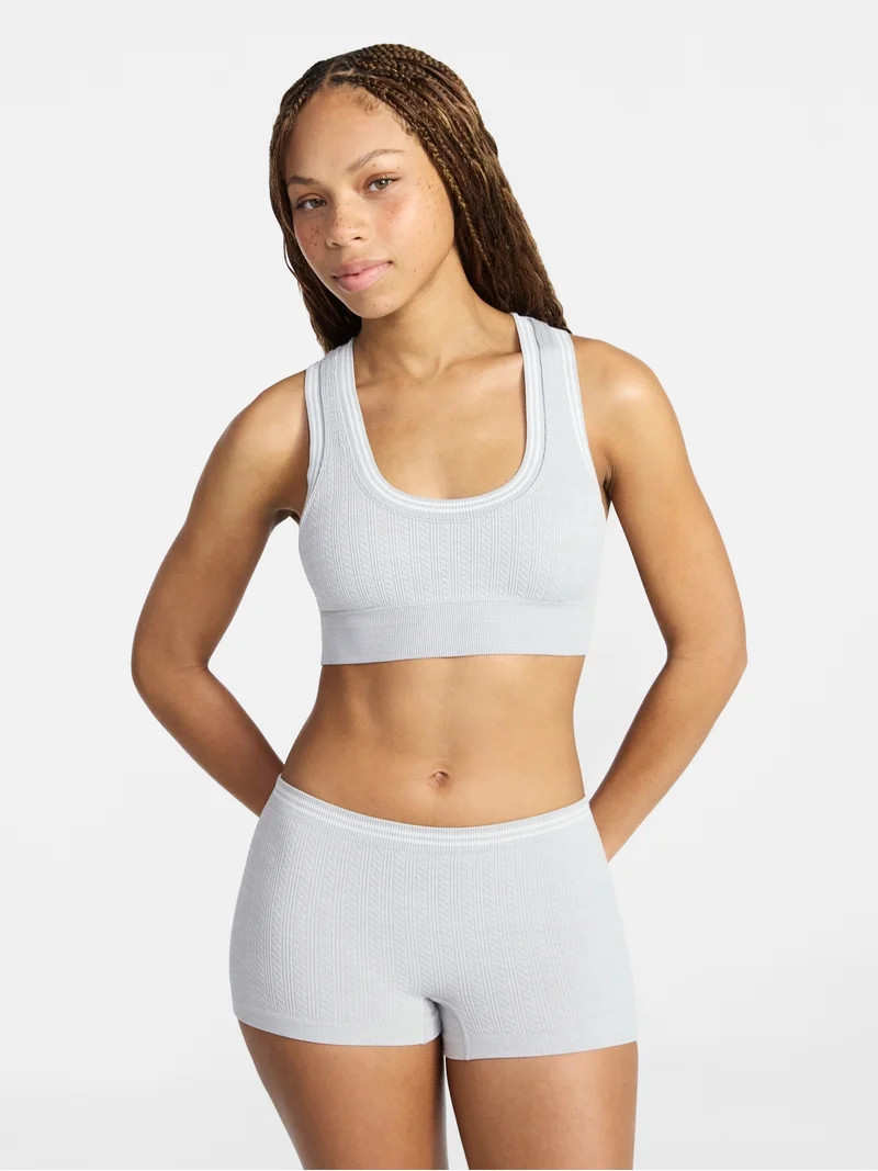 No Boundaries Seamless Racerback Bralette and Boyshort Set, 2-Piece, Women's XS-XXXL | Walmart (US)