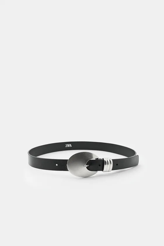 100% LEATHER OVAL BUCKLE BELT | Zara DE