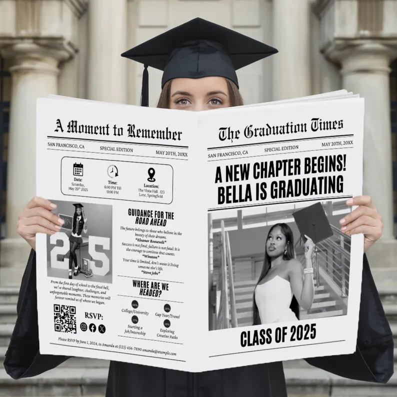 Canva Graduation Newspaper Template, Senior Newspaper graduating 2026 Large Graduation Newspaper,... | Etsy (US)