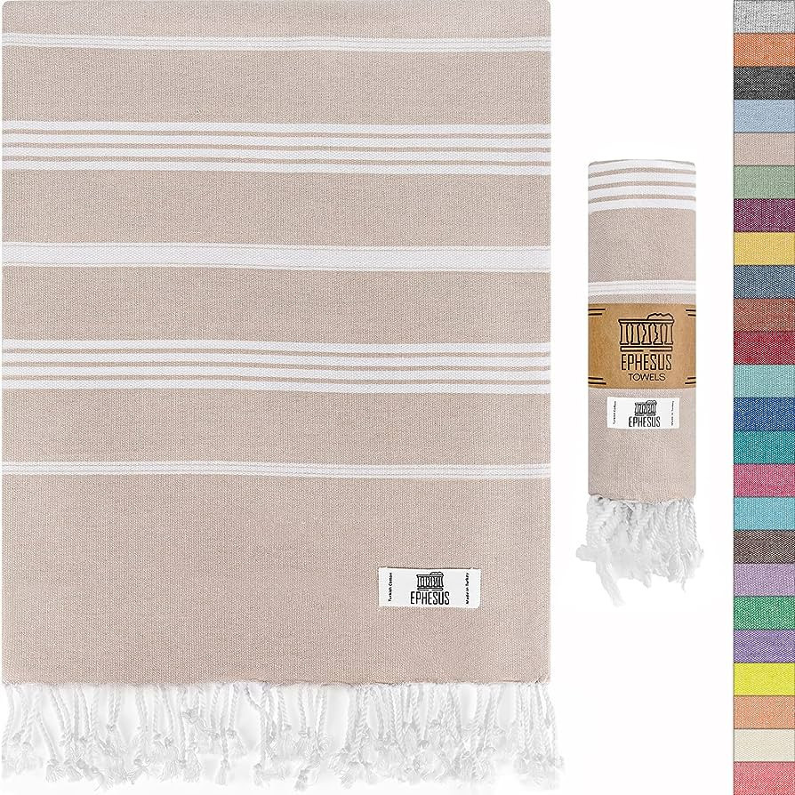 EPHESUS TOWELS Turkish Beach Towel - Turkish Cotton - 39x71 inch Oversized - Turkish Towel for Be... | Amazon (US)