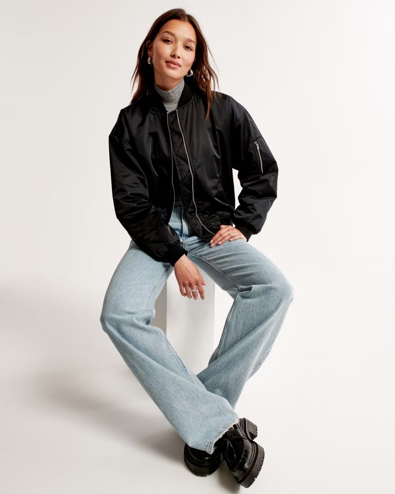 Women's Nylon Bomber Jacket | Women's Coats & Jackets | Abercrombie.com | Abercrombie & Fitch (US)