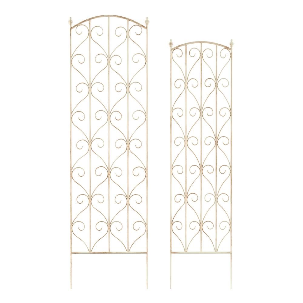Trademark Games 57 in. and 52 in. Garden Trellis with Decorative Scrolls Metal Panels for Climbing P | The Home Depot