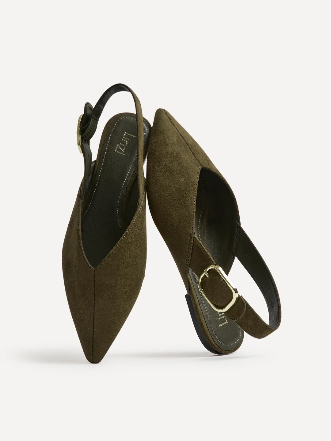 Lorna Khaki Faux Suede Ballet Flats | Linzi Shoes