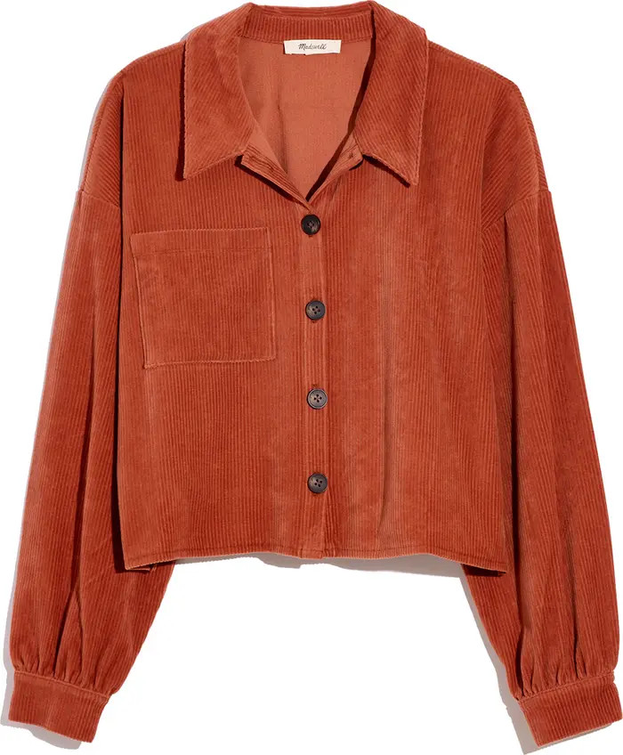 Knit Corduroy Crop Shirt Jacket | Nordstrom