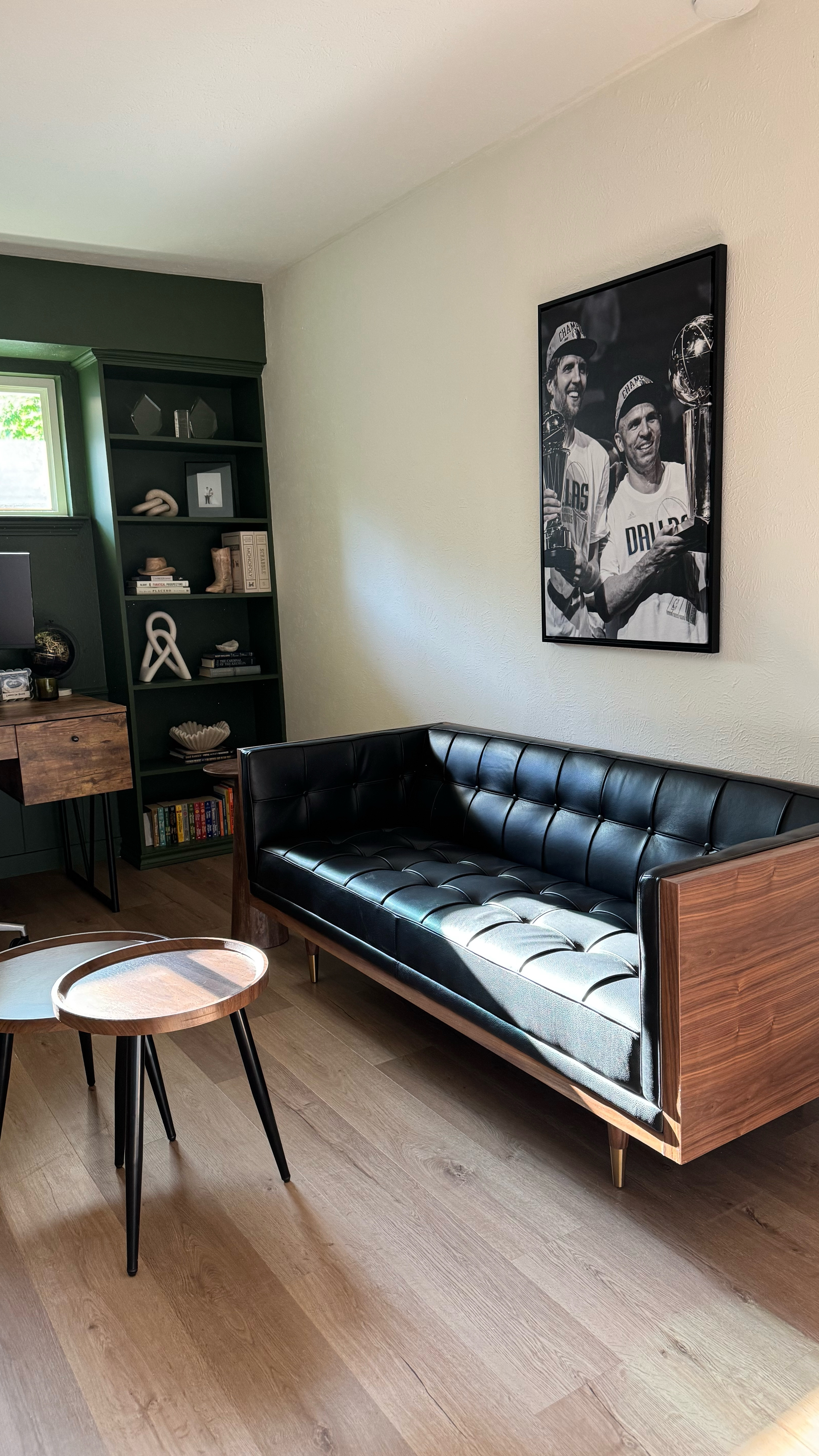 A room we never really shared in our home reno but with a little paint and this new sofa from @manhattan.home.design, we’re finally close to finishing Hunter’s office! 🤌🏼 He’s absolutely in love with this stunning sofa and loves how it elevates his office in comfort and style. We just need a rug and a floor lamp and I think we’re finally complete!!
—

Comment SOFA and get a dm! 🔗 @ltk.home 
—

Office reno, office renovation, home reno, office reveal, home office, home office tour, home office decor, home office style, office furniture, home office interiors, corner of my home