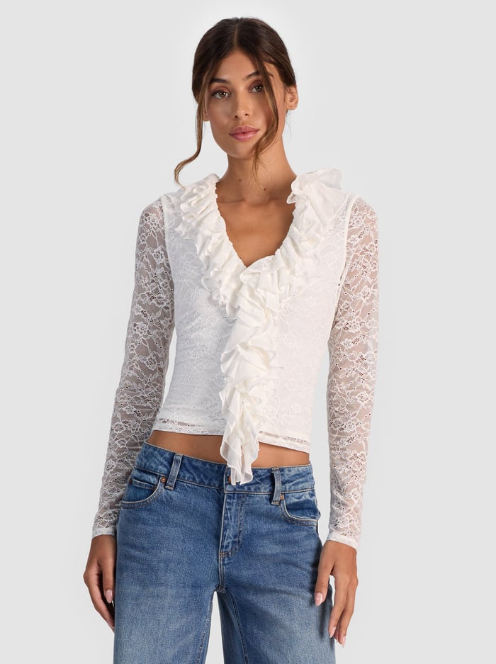YARA RUFFLE TOP | Alice + Olivia
