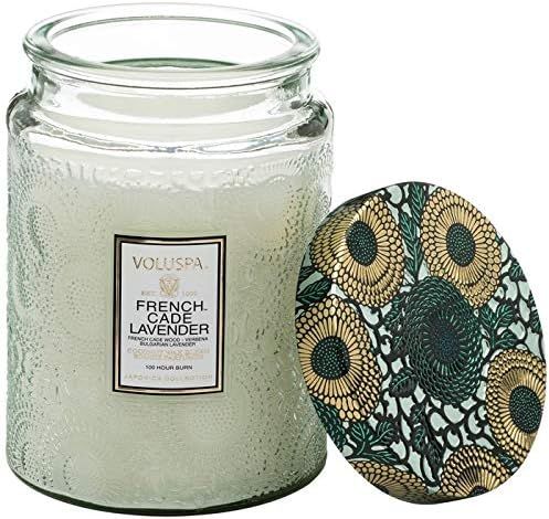 Voluspa French Cade Lavender Candle | Large Glass Jar | 18 Oz | 100 Hour Burn Time | All Natural Wic | Amazon (US)