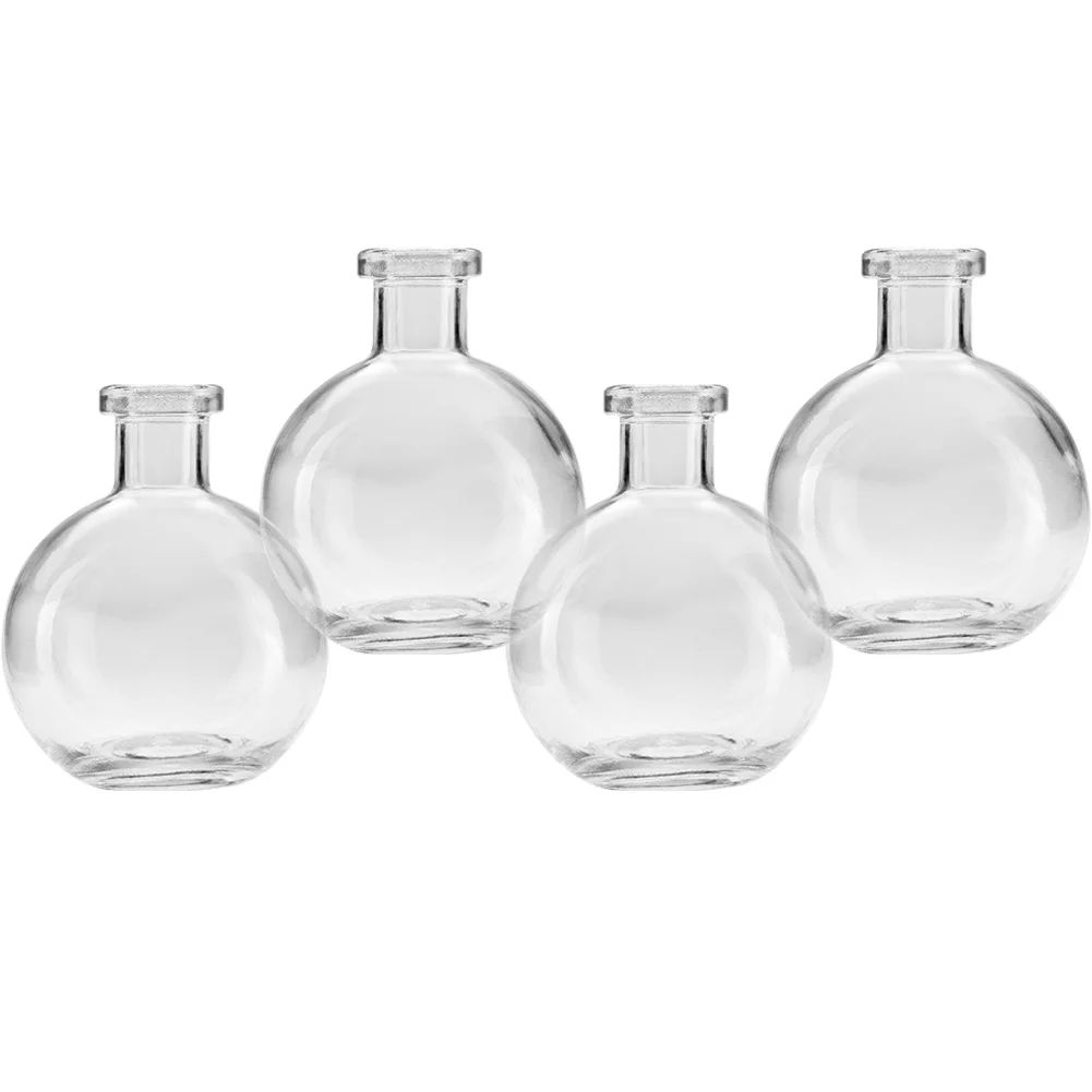 4" Glass Bud Vase Round Bottle Jar, 4-Pack | Walmart (US)