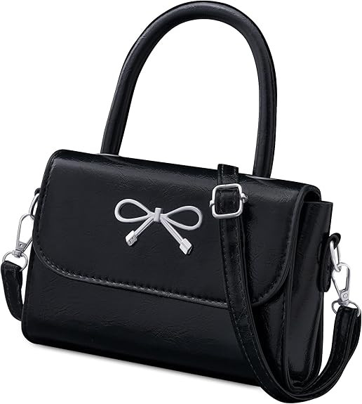 Rancco Bolso cruzado para mujer, bolso de hombro negro de piel sintética con lazo, bolso y bolso... | Amazon (US)