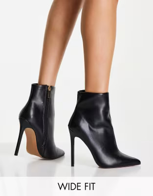 ASOS DESIGN Wide Fit Emerald high heeled sock boots in black | ASOS (Global)