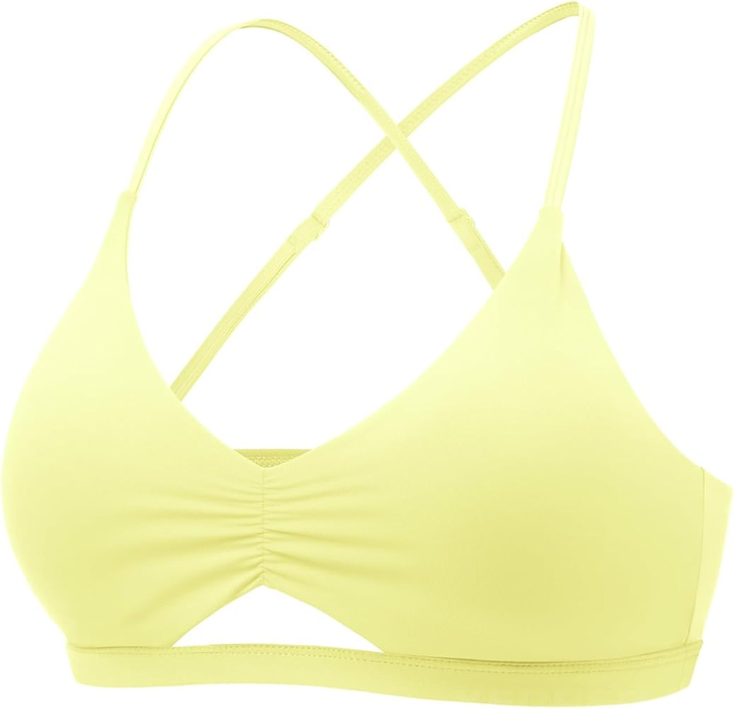 YEOREO Women's Sports Bras Chilene Strappy Criss Cross Open Back Low Impact Removable Cups Gym Yo... | Amazon (US)