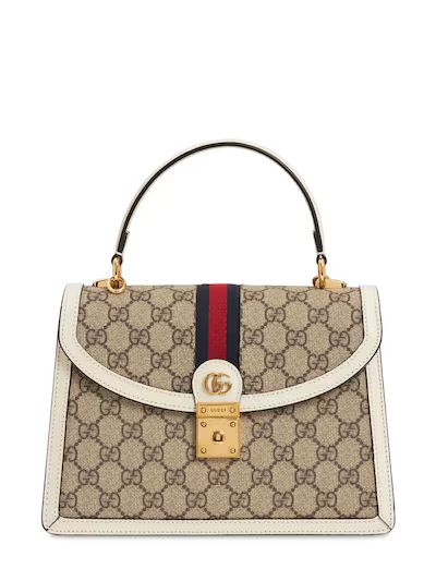 Gucci - Small ophidia gg supreme top handle bag - Ebony/White | Luisaviaroma | Luisaviaroma