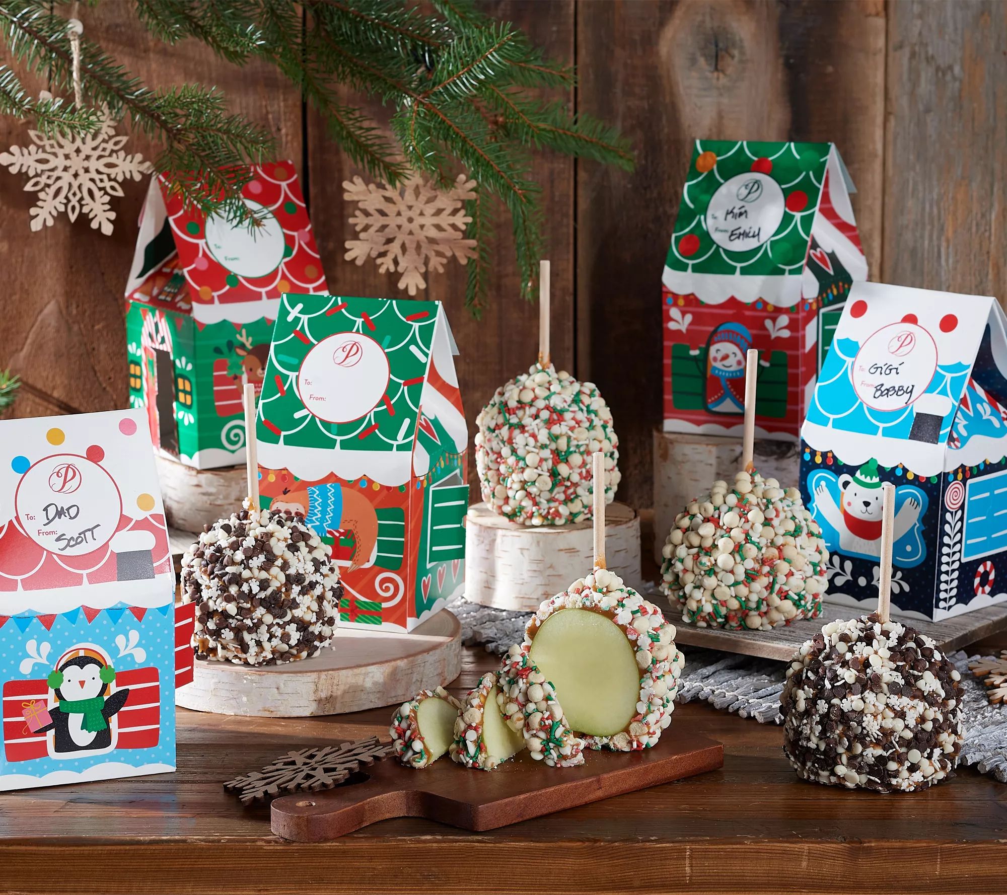 SH 11/28 Mrs. Prindables 10pc Large Holiday Caramel Apples w/ Gift Boxes | QVC