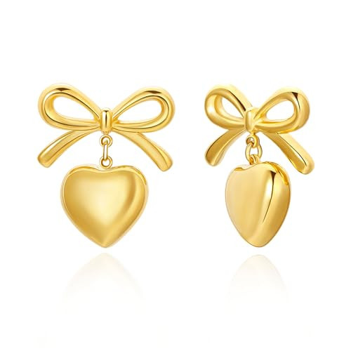 Gold Bow Earrings for Women 18K Gold Plated Bow Earrings Gold Ribbon Earring Jewelry Gift for Women | Amazon (US)