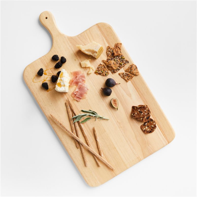 Tondo Natural Wood Rectangular Serving Board with Handle + Reviews | Crate & Barrel | Crate & Barrel
