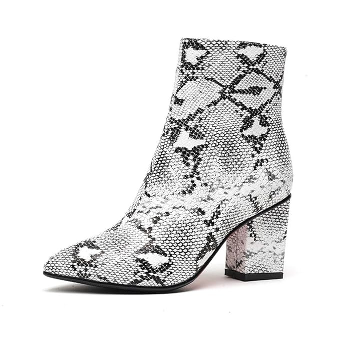 wetkiss Ankle Boots for Women, Snakeskin Booties with Comfortable Heels, Suitable Size for Ankle ... | Amazon (US)