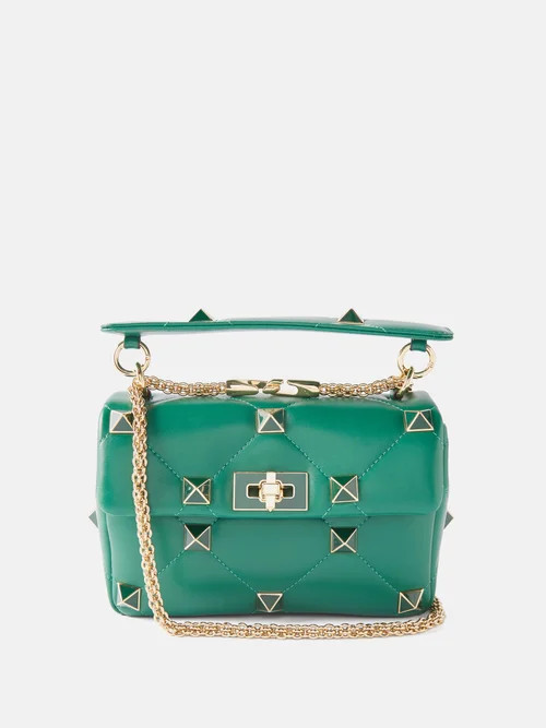 Valentino Garavani - Roman Stud Medium Leather Shoulder Bag - Womens - Green | Matches (US)