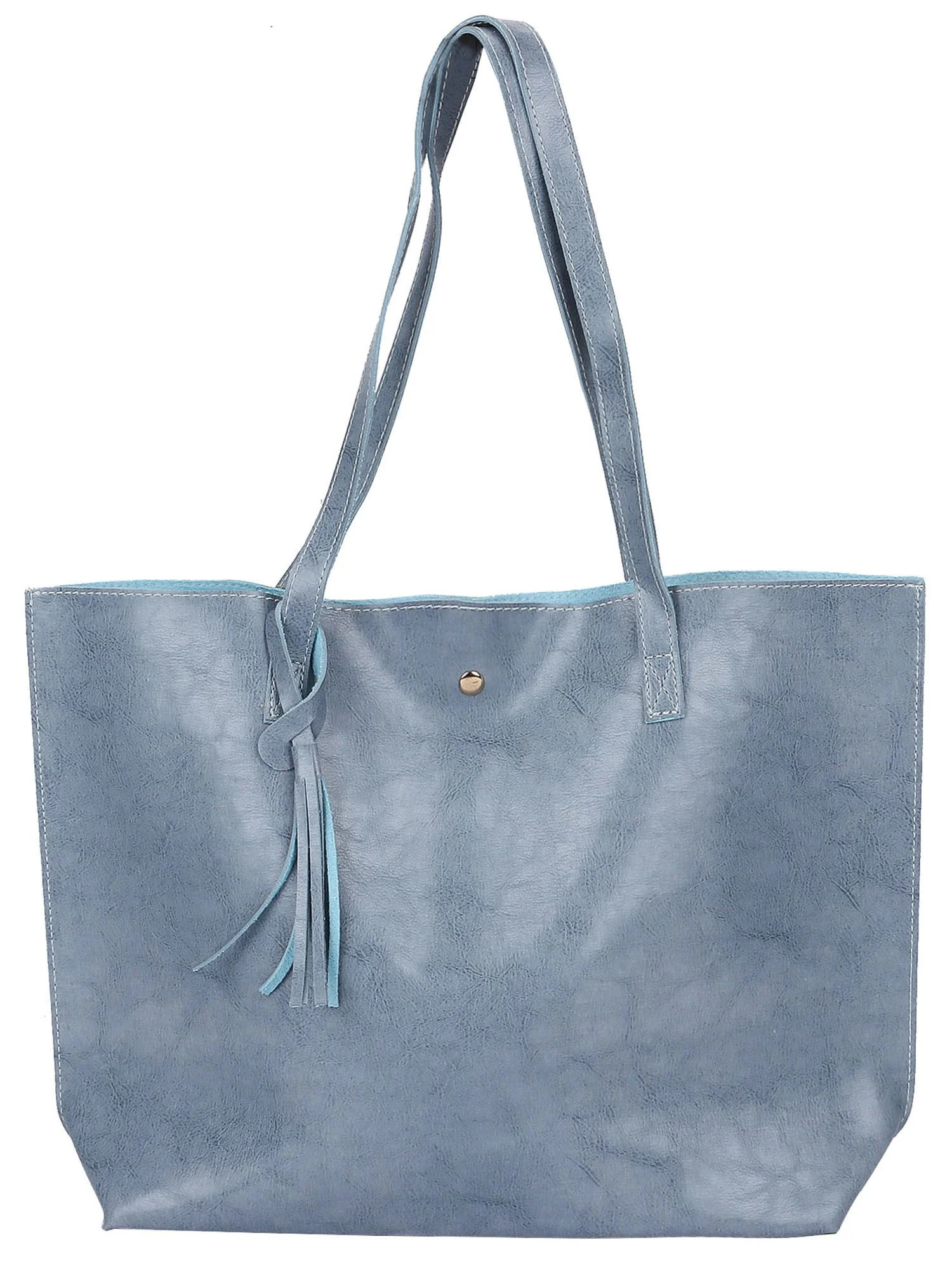 Deago Women Tote Bags Top Handle Satchel Handbags PU Faux Leather Tassel Shoulder Purse (Blue) | Walmart (US)