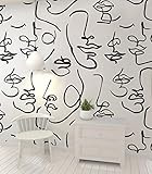 Murwall Art Wallpaper Abstract Faces Wall Mural White Wallpaper Face Wall Mural Living Room Bedroom  | Amazon (US)