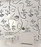 Murwall Art Wallpaper Abstract Faces Wall Mural White Wallpaper Face Wall Mural Living Room Bedroom  | Amazon (US)