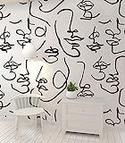 Murwall Art Wallpaper Abstract Faces Wall Mural White Wallpaper Face Wall Mural Living Room Bedroom  | Amazon (US)