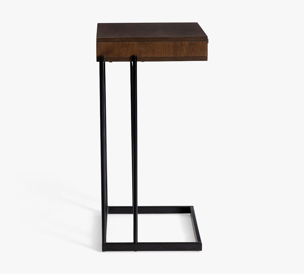 Warren 16.5&amp;quot; C-Table/Nightstand, Walnut/Bronze | Pottery Barn (US)