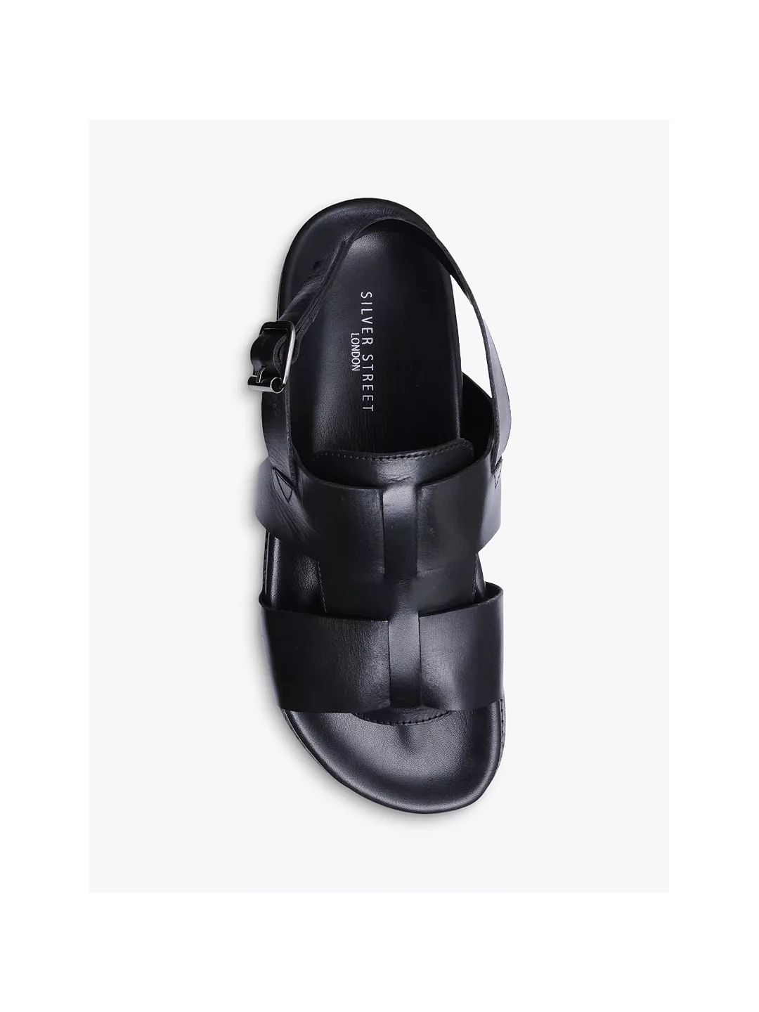 Silver Street London Tuscon Leather Sandals, Black | John Lewis (UK)