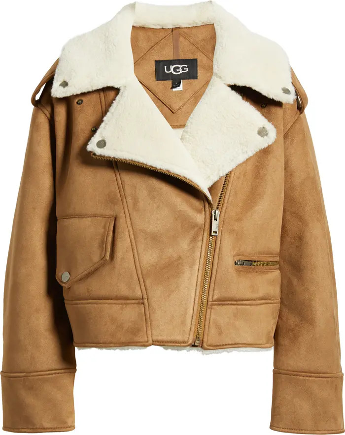 UGG® Finnian Oversize Faux Suede & LuxeFluff Moto Jacket | Nordstrom | Nordstrom
