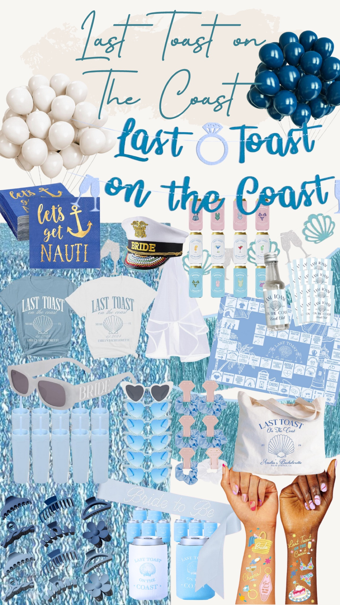 Super cute Last toast on the coast Bachelorette party theme 

#lasttoastonthecoast #bluetheme 
#celebration #partylife #bacheloretteoutfit #coorporateeventplanner #birthdayparty #instaparty #partytime #partying #partytheme #partyidea #partydecor #partyideas #summerparty #summer #summerideas #summeractivities #flowerpower #discoparty #danceparty #adultparty 
#bacheloretteparty #bachelorette #lastrodeo #bachelorettepartytheme 

#LTKstyletip #LTKwedding #LTKparties