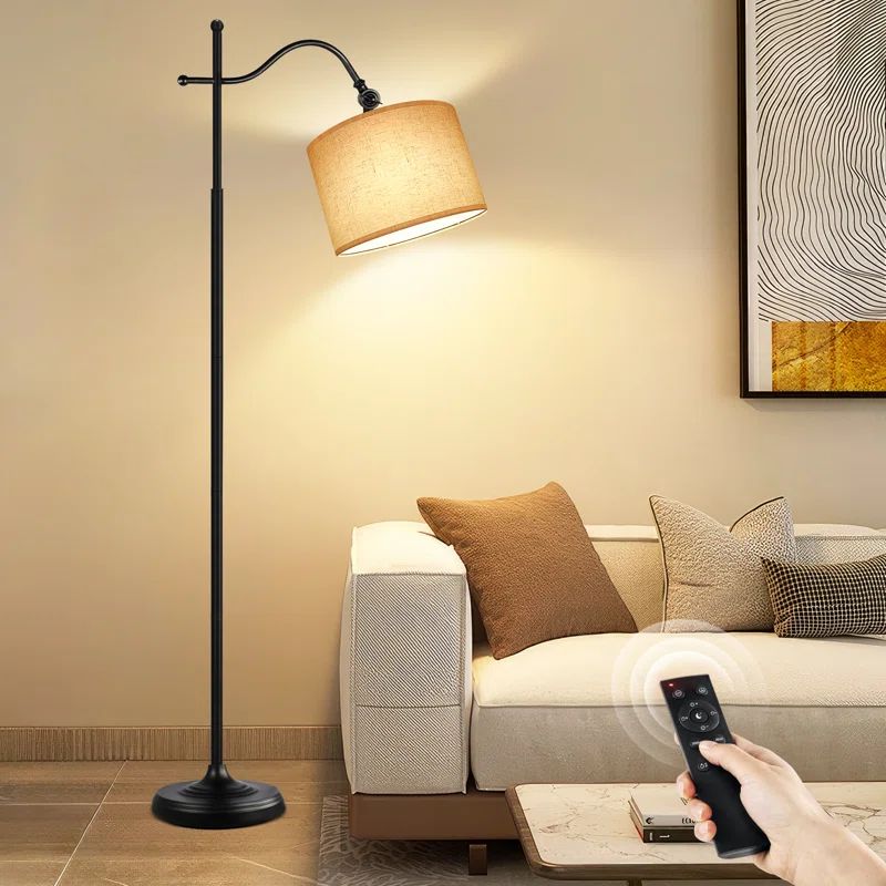 Mildreth 67'' Dimmable Arched/Arc Floor Lamp with Remote Control | Wayfair North America