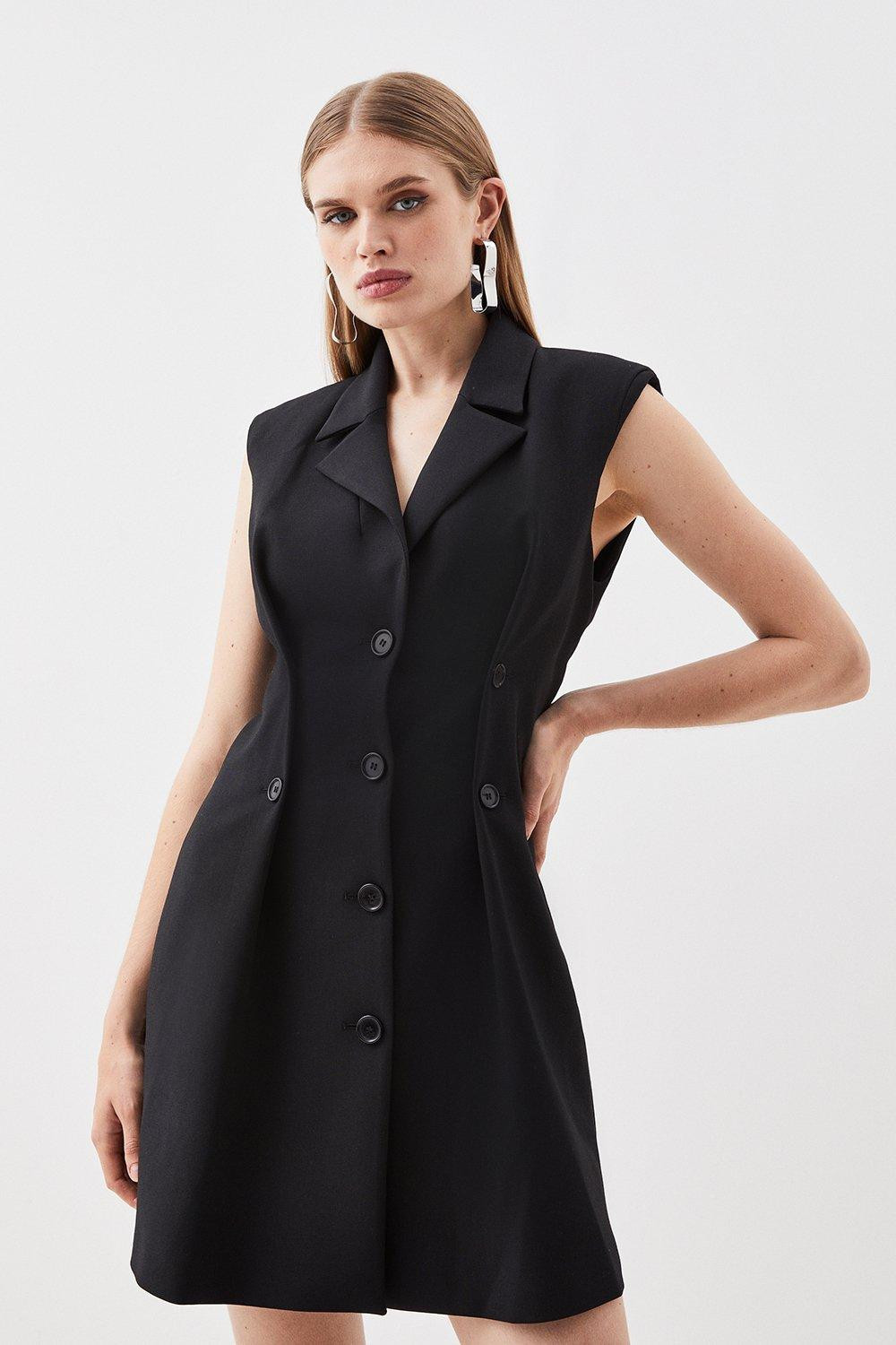 Tailored Compact Stretch Full Skirt Blazer Dress | Karen Millen UK + IE + DE + NL
