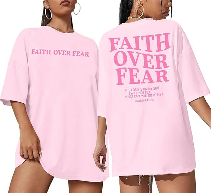 BANGELY Faith Over Fear Shirt Women Graphic Shirts Oversized Workout Gym Christian Religious Tees... | Amazon (US)