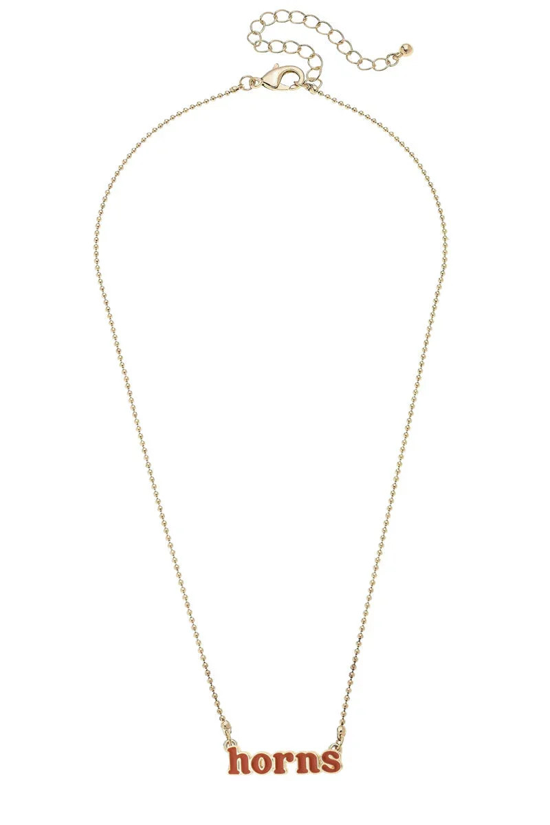 Texas Longhorns Slogan Necklace in Burnt Orange/Shiny Gold | CANVAS